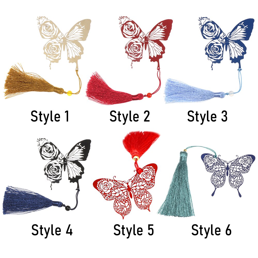 1PC Metal Butterfly Bookmark Ribbons Long Tail Student Book Marker Kawaii Cartoon Bookmark Office School Stationery