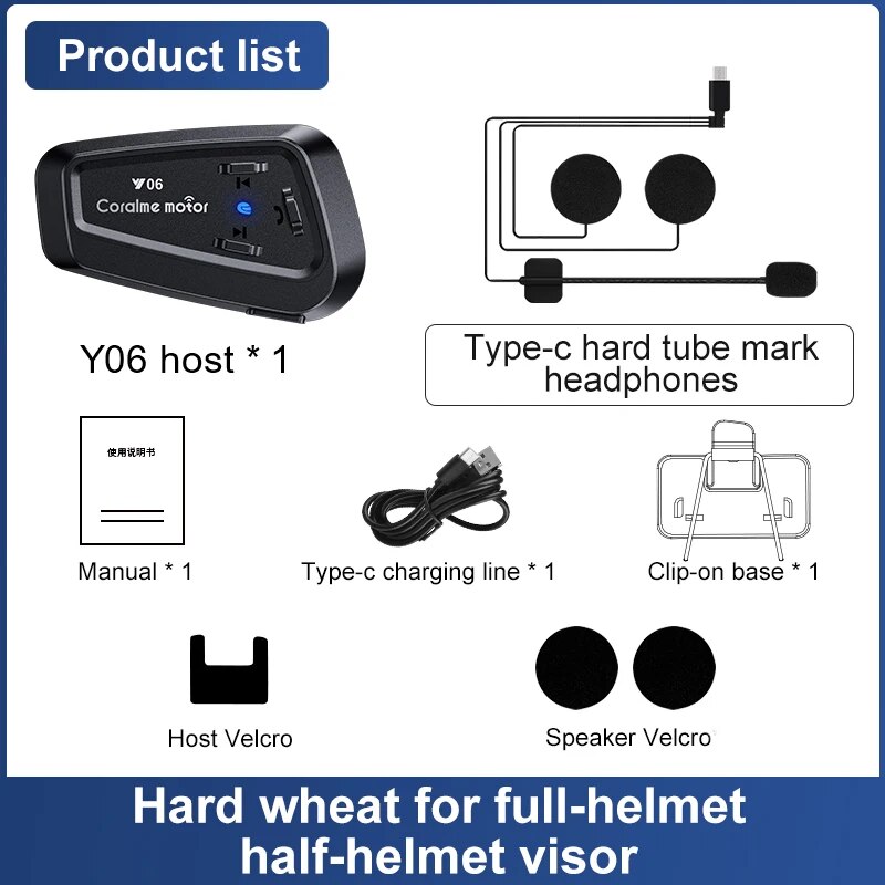 Y06 auriculares Bluetooth para casco de motocicleta, cascos IPX6 impermeables, reducción de ruido, pequeños y exquisitos, integrando todas las funciones principales: Rojo