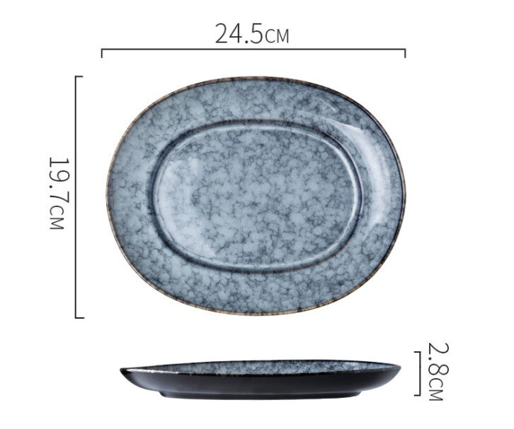 24.5*19.7*2.8cm Japanese Ceramic Dish Oval Home Large Dish Fish Plate Kitchen Plates For Ceramic Dinner Plates: 2