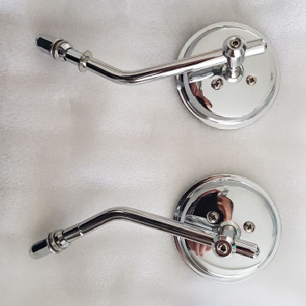 8mm Chrome Motorcycle Mirror Short Stem 3Inch Round Rearview Mirror for Dyna Bobber Chopper Old School 1982