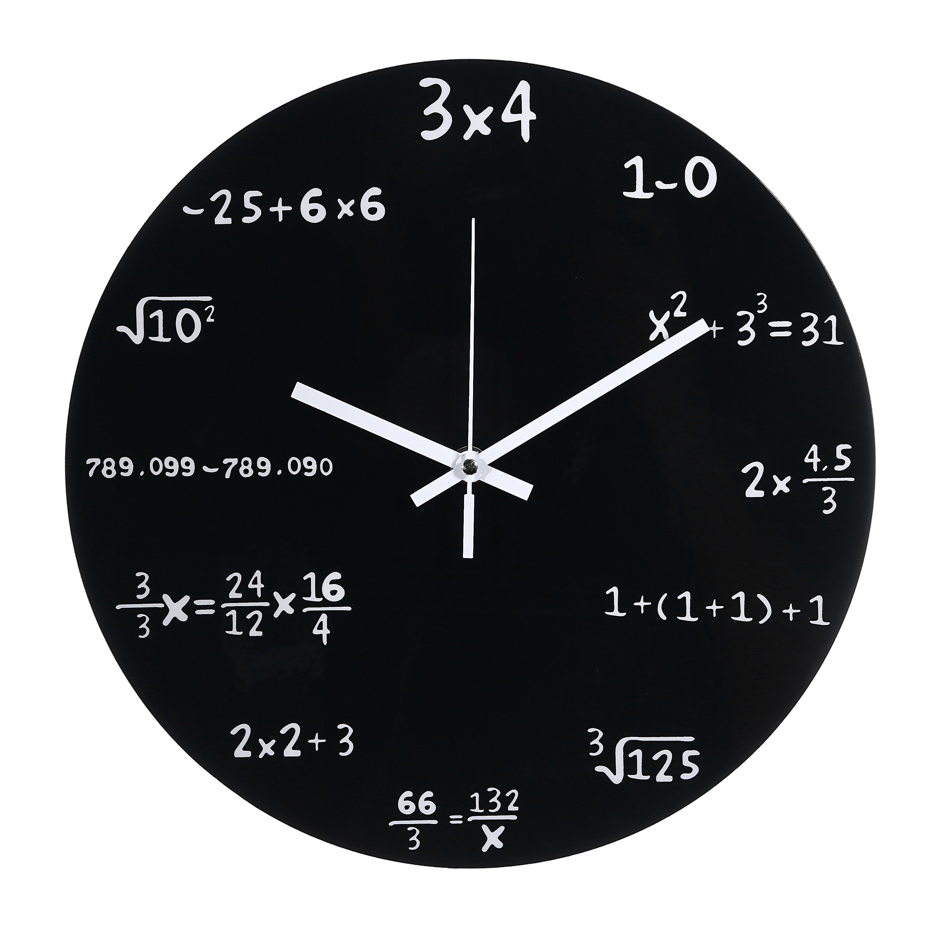Black Wooden Math Formulas Wall Clock Hanging Wall Watch Clock Math Formulas Number 30cm Large For Home Classroom Decor