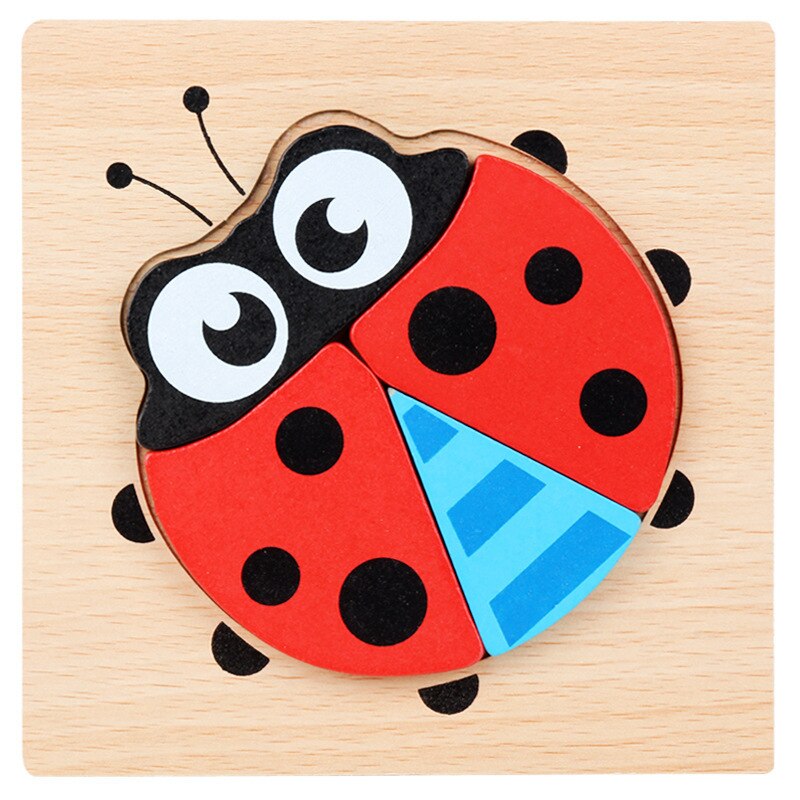 Houten Jigsaw Dieren Puzzels Voor 1-3 Jaar Oude Meisjes Jongens Peuters Educatieve Voorschoolse Speelgoed Houten Puzzel Voor baby &#39;S: Ladybug