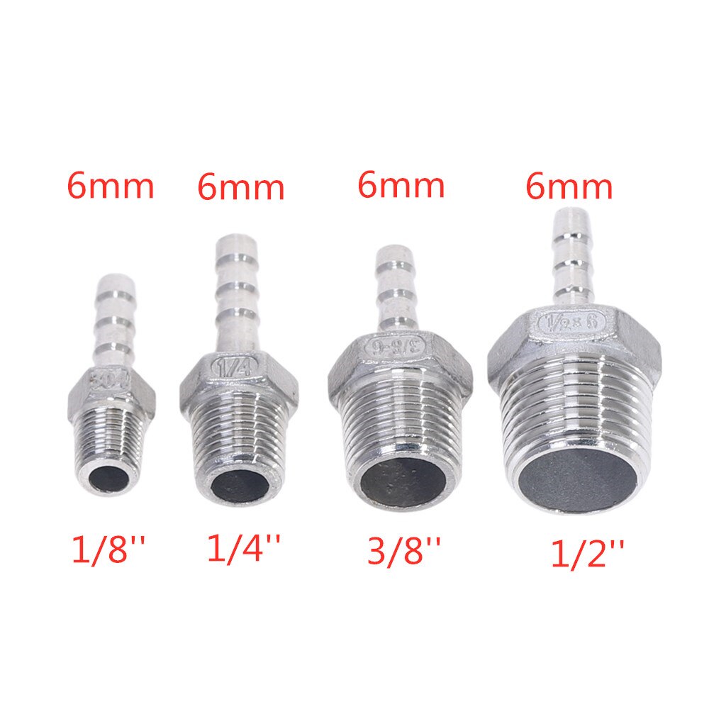 Rvs 304 BSP Buitendraad Pijp X Barb Slangtule Reducer Pagode Joint Koppeling Connector