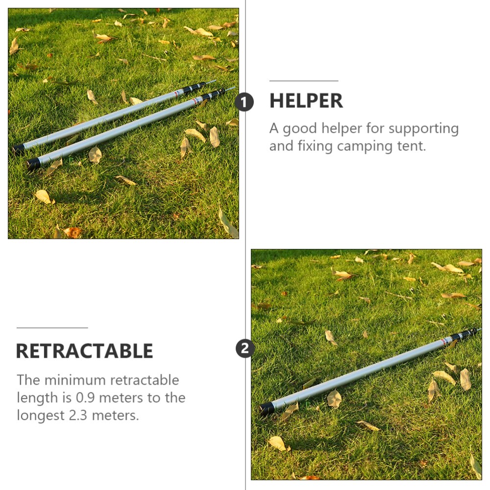 1 Set Adjustable Tarp Pole 3-Section Tent Pole Telescoping Canopy Support Rod