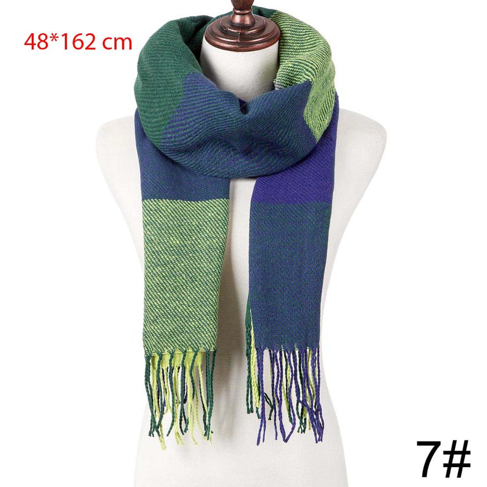 Vinter tørklæde til kvinde strik tassellong tørklæde bomuldsjal wrap sjal kvinde plaid efterår vinter varmt tilbehør: 7