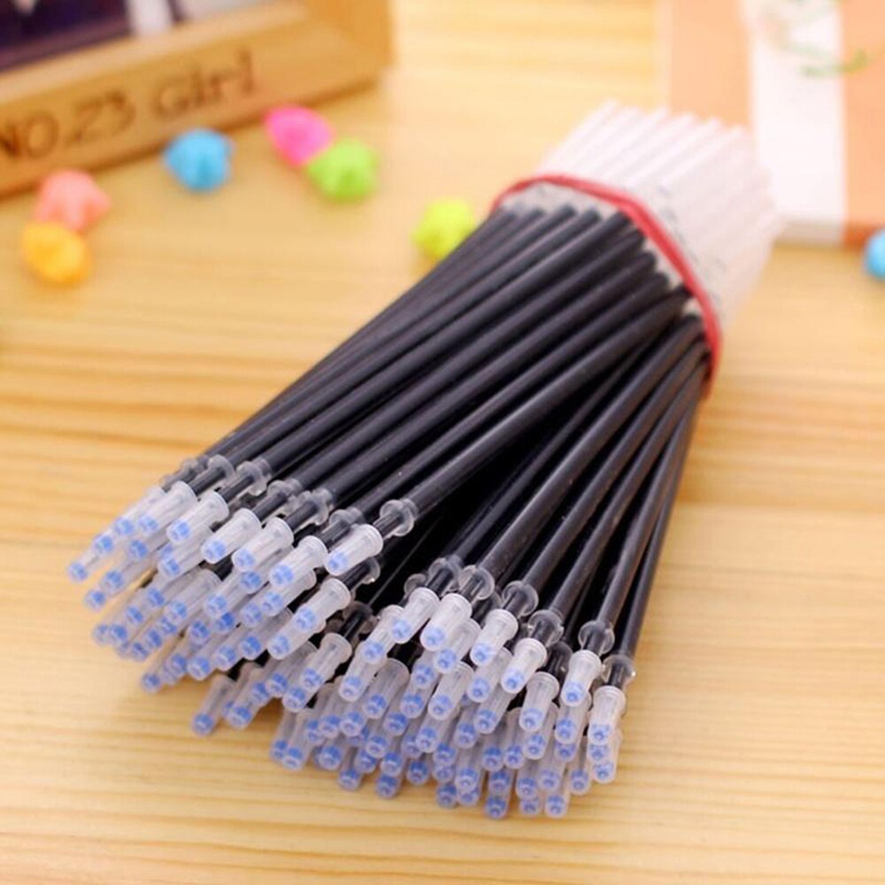 100Pcs/Set Gel Pen Refill 0.5mm Red Blue Black Ink Office Signature Replace Cartridge Writing Tools: Black