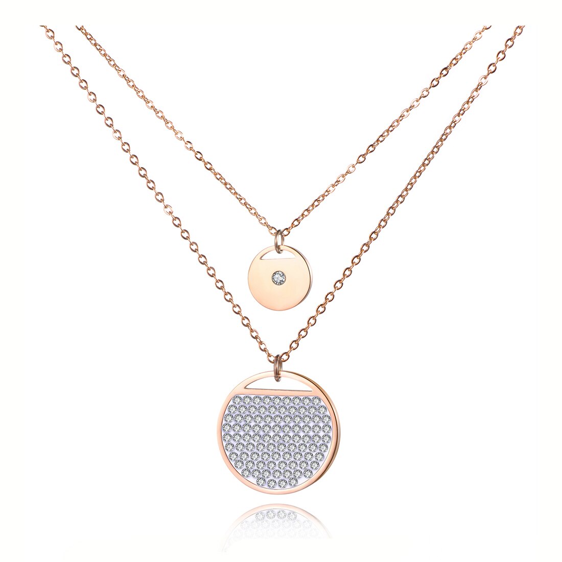 Lokaer-collier de cristal CZ brillant, cercle rond, or Rose, ensemble de boucles d'oreilles pour femmes, bandes de mariage, bijoux SE025: Necklace