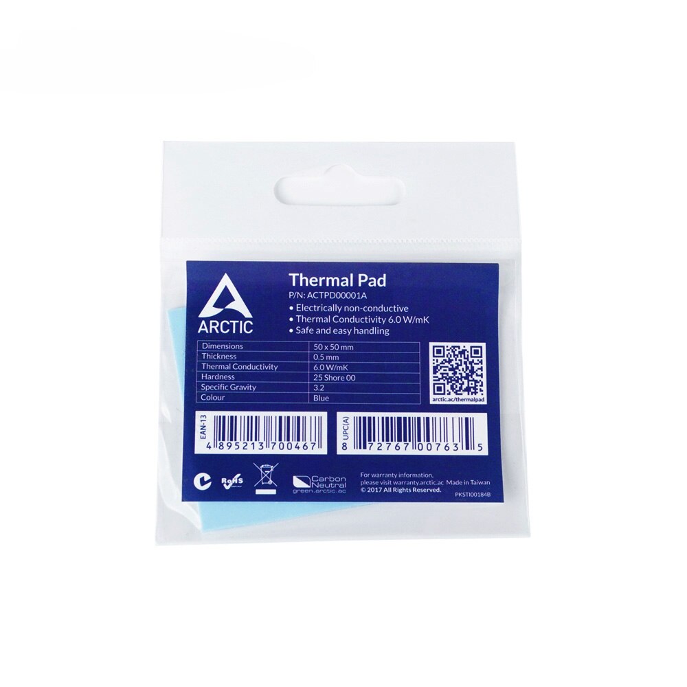 ARCTIC Thermal Pad 6.0 W/mK Conductivity 0.5mm 1.0mm 1.5mm Thickness High Efficient Thermal Mat 50x50mm