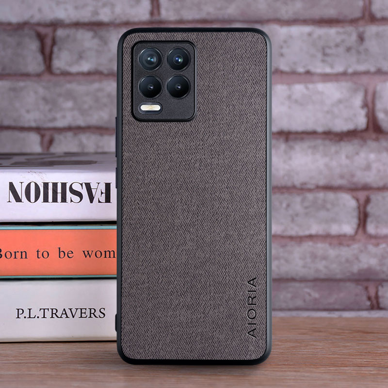 Case for OPPO Realme 8 Pro 8i Realme 8 5G coque Luxury textile Leather soft hard phone cover for oppo realme 8 pro case funda: aluminum / Dark Grey