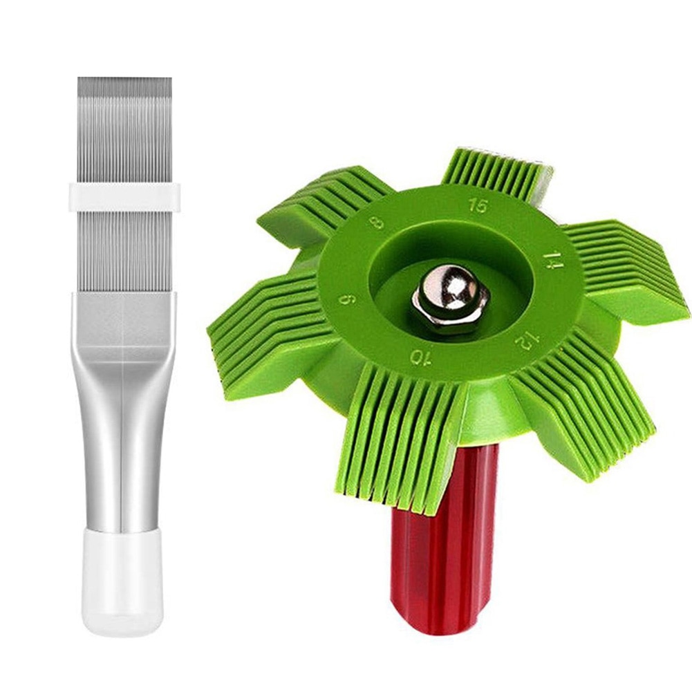 Peine de aleta de aire acondicionado portátil, radiador, condensador, cepillo de limpieza, herramienta de reparación, refrigeración, alisado, limpieza: 2Pcs Set