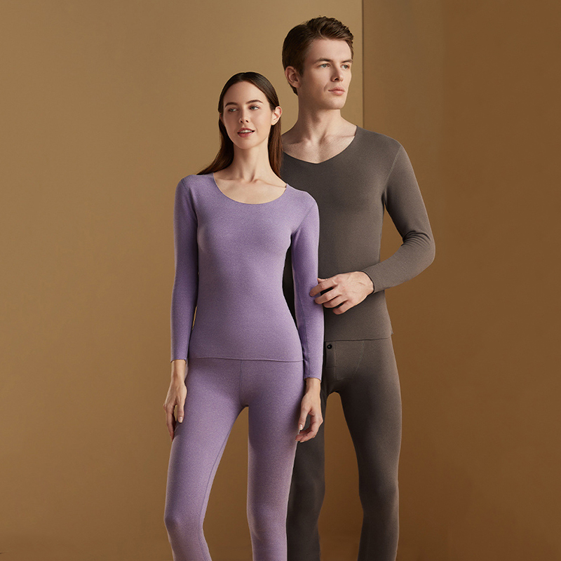 Intimo termico da donna Abbigliamento invernale da uomo Senza cuciture Spessore doppio strato Lingerie calda Set di abbigliamento termico da donna Donna 2 pezzi