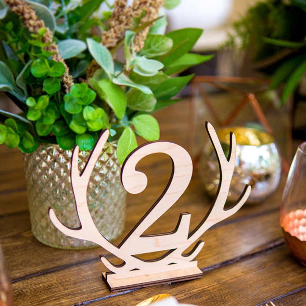 20 pièces 1-20 De Table De Mariage En Bois Porte-numéros avec Base pour Réception et Tableaux Décorations Style 3
