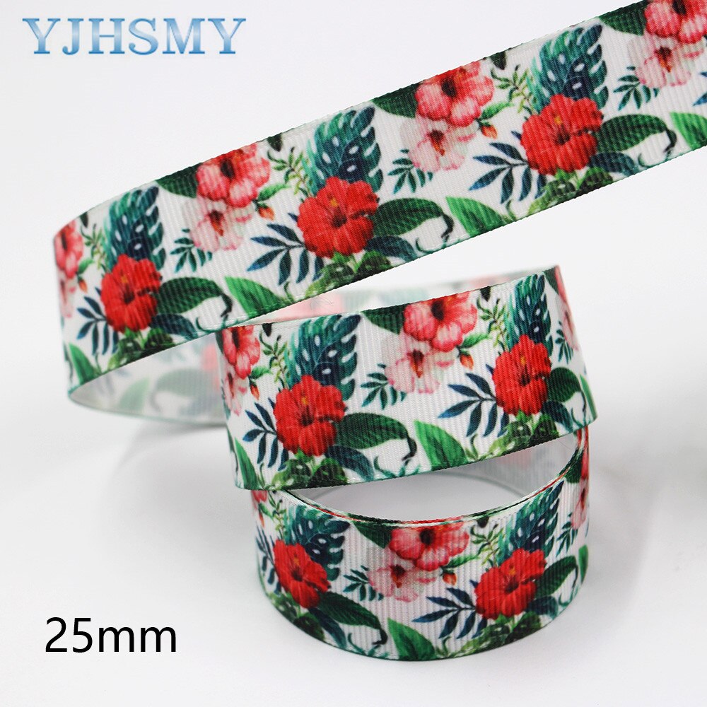 Cinta con estampado de flores de 1 pulgada, accesorios para el cabello hechos a mano, 5 yardas, Material, decoración de lazo, L-20716-675: L-20716-678