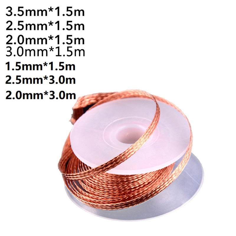 Desolderen Vlecht Tape Koper Soldeer Solderen Wick Tin Soldeer Removal Gevlochten Lasdraad Bga Repair Tool 1.5/2/2.5/3/3.5Mm