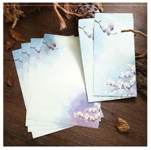 Conjunto de 4 letras de papel y 2 sobres de estilo chino, sobre Vintage para tarjetas de felicitación, papelería de postales, de viaje: A