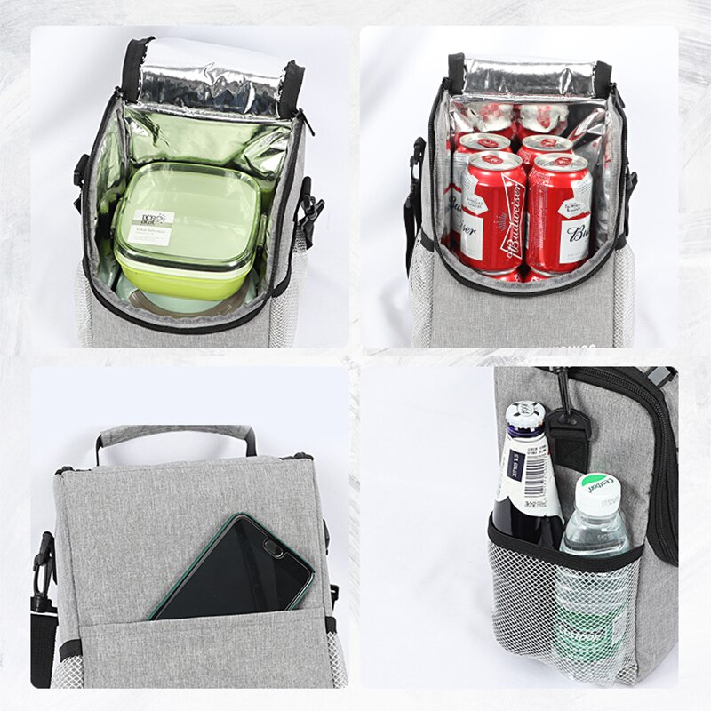 Denuoniss lunchtas, waterdichte picknicktas, aluminiumfolie voering, geïsoleerde tas, thermische dinercontainer, schoolvoedselbewaarzakken