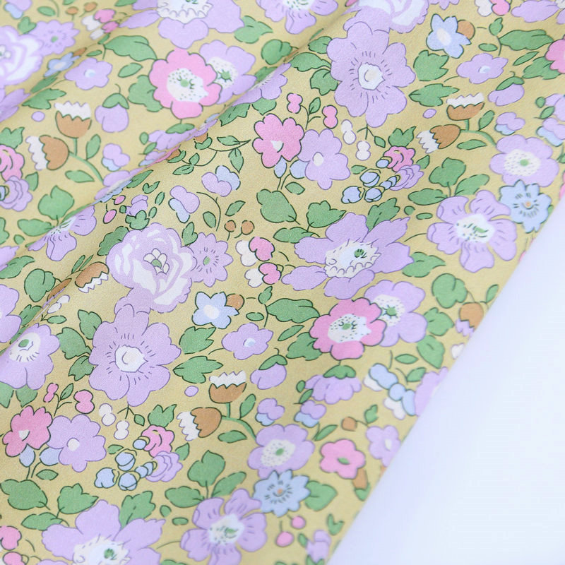 Citrongula blommor betsy ana små blommor tryck liberty tyg london liberty tana lawn bomull specialanpassat tyg för gör-det-själv