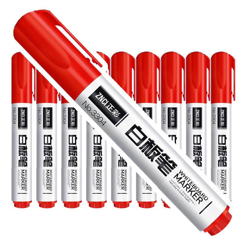 10 stks uitwisbare Whiteboard Marker Rood zwarte inkt pen voor witte boord Briefpapier Office materiaal schoolbenodigdheden 2501: Red 10 PCS
