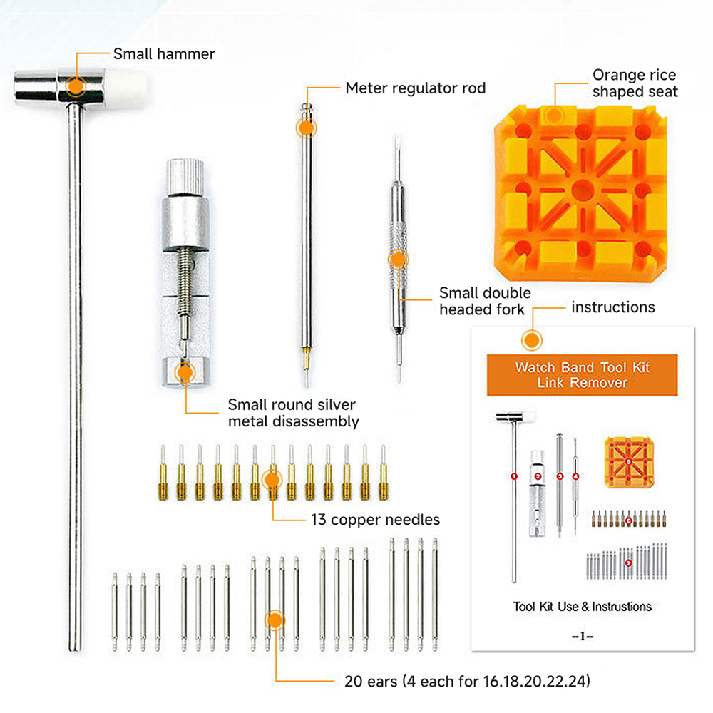 Verktyg för borttagning av klocklänk, reparationssats för klockarmband, verktyg för justering, storleksändring av armband, verktygssats för borttagning av klockstift