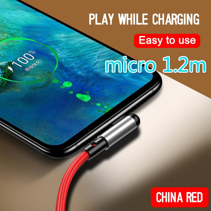 Câble Micro USB 5A de Type C, coudé à 90 degrés, charge Super rapide, pour Huawei P40 Mate 30 Pro Samsung S7 Xiaomi Redmi: Micro USB Red