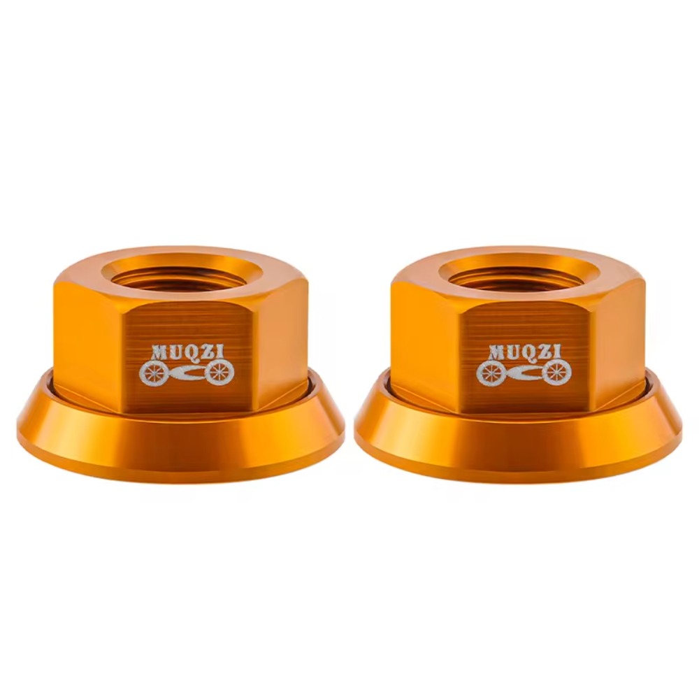 2 pçs cnc 3/8 porca do cubo da bicicleta m10 parafuso do eixo traseiro de alta resistência liga alumínio anodização acessórios da bicicleta mtb: Marrom