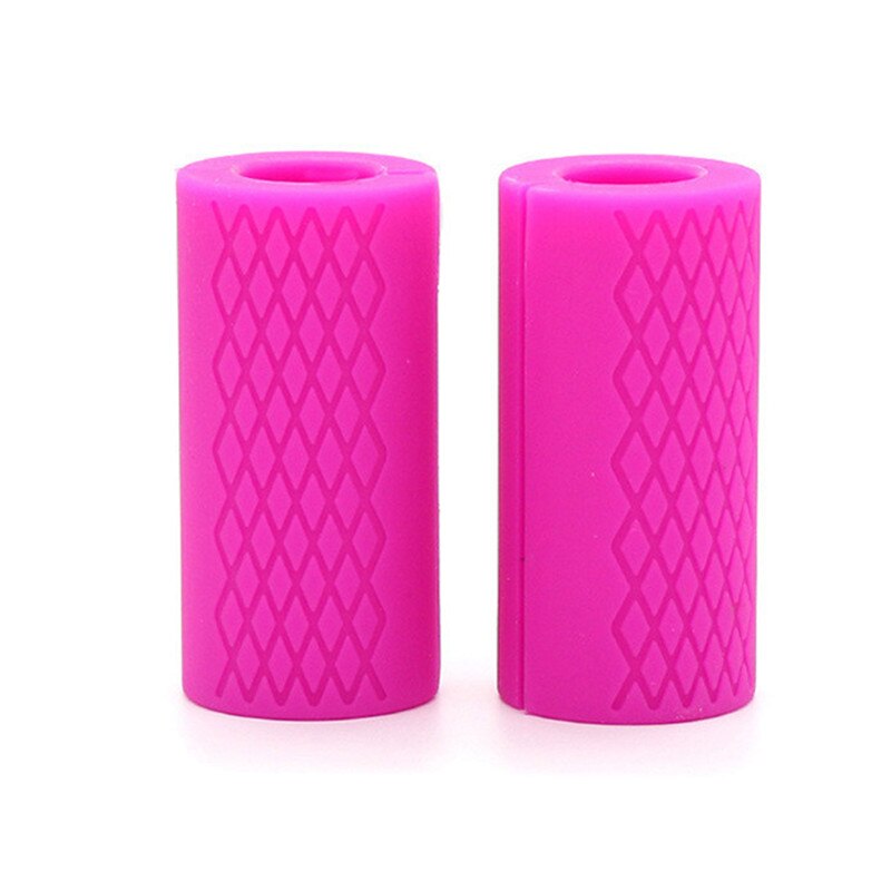 Weightlifting Barbell Grip Fitness Thick Dumbbell Bar Handle Pull Up Support Silicon Anti-Slip Protect Pad For Body Building Men: Hot Pink( 1 Pair ) / 12.5cmX2.5cm