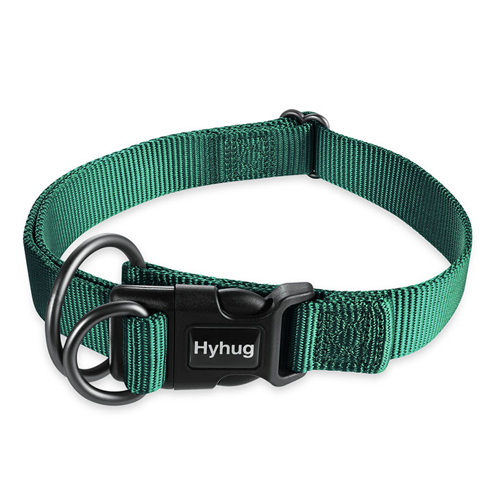 Collier pour chien robuste en Nylon, réglable, boucle pour chien, pour grands, moyens et petits chiots Husky, fournitures S/M/L HY138: Blackish Green / L 2.5cm42-70cm