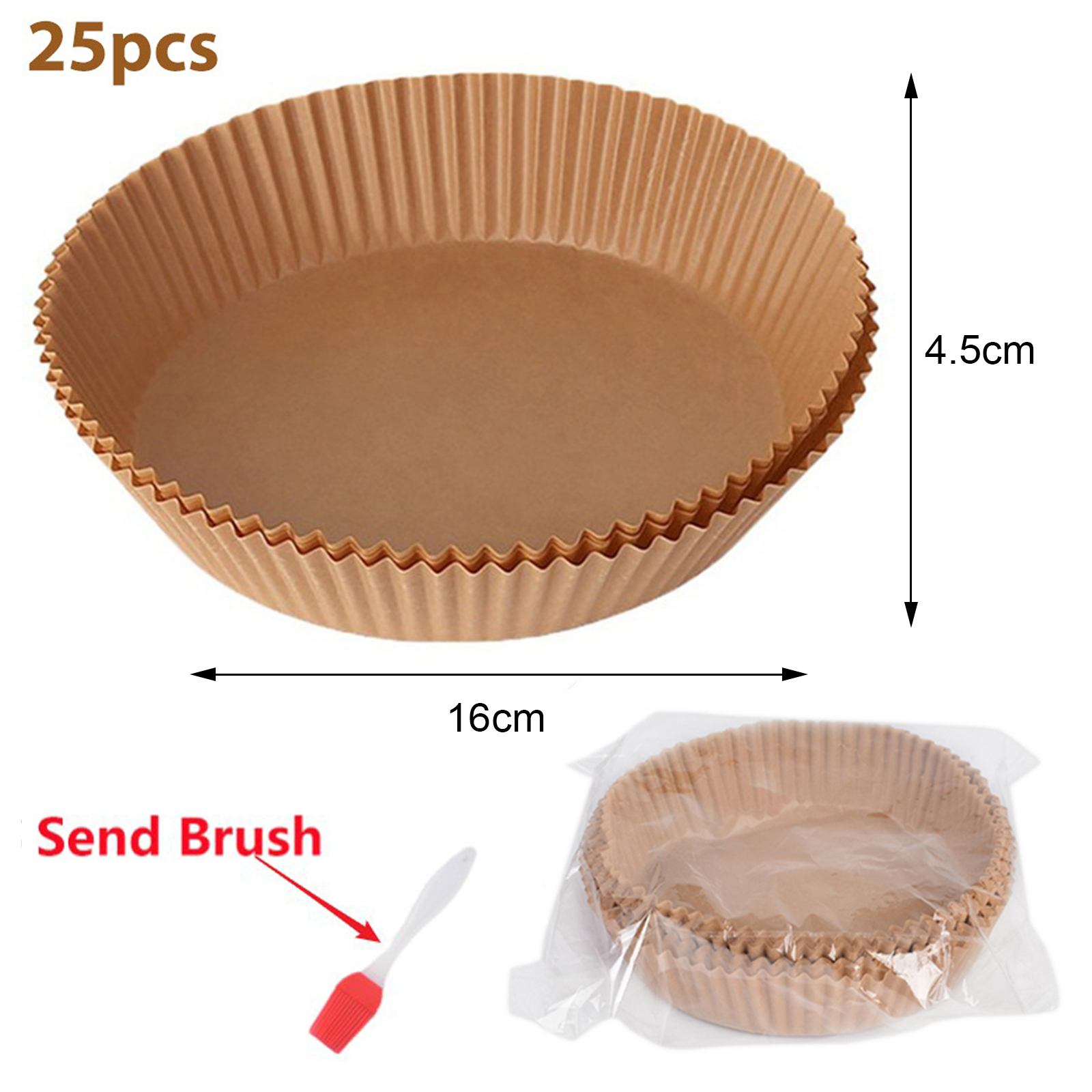 50 stk airfryer engangspapirforing non-stick måtte dampkoger rund papir bagemåtter køkken airfryer bagetilbehør: 25 stk brune -16cm