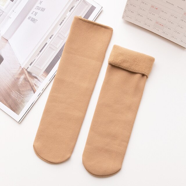 1Pairs Stripes Velvet Women Winter Warm Thicken Socks Soft Casual Solid Color Socks Wool Cashmere Home Snow Boots Floor Socks: A