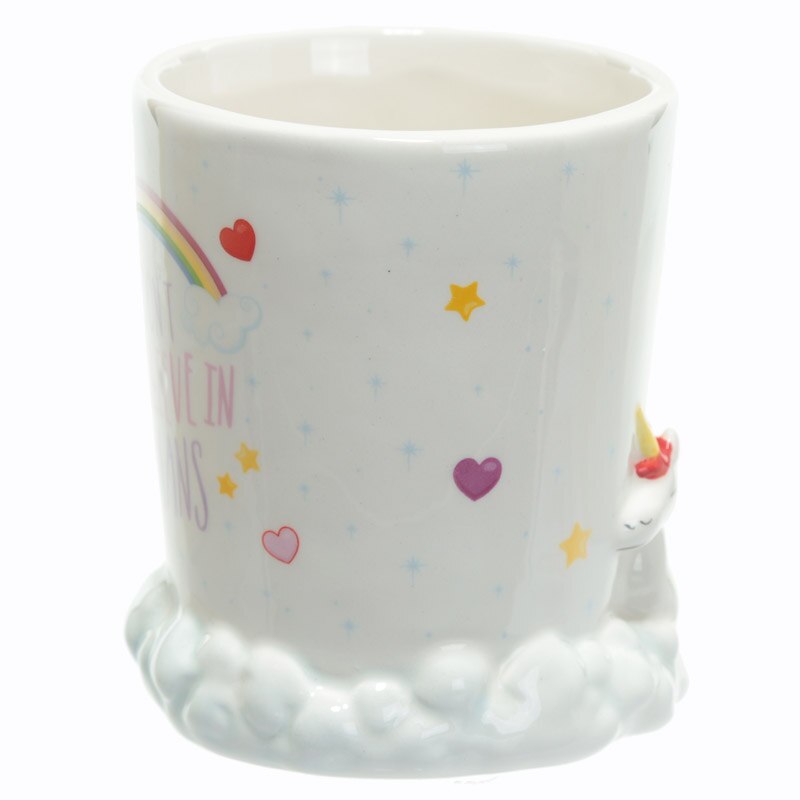 Taza de unicornio con nubes de arcoíris Cute Quirky I Dont Believe In Humans taza de café taza de caballo mágica tazas de leche y té y tazas