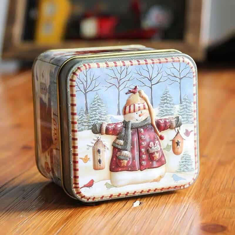 Christmas Tin Box Package Wedding Party Candy Baking Cookies Biscuit Case Container Christmas Decoration for Home: B