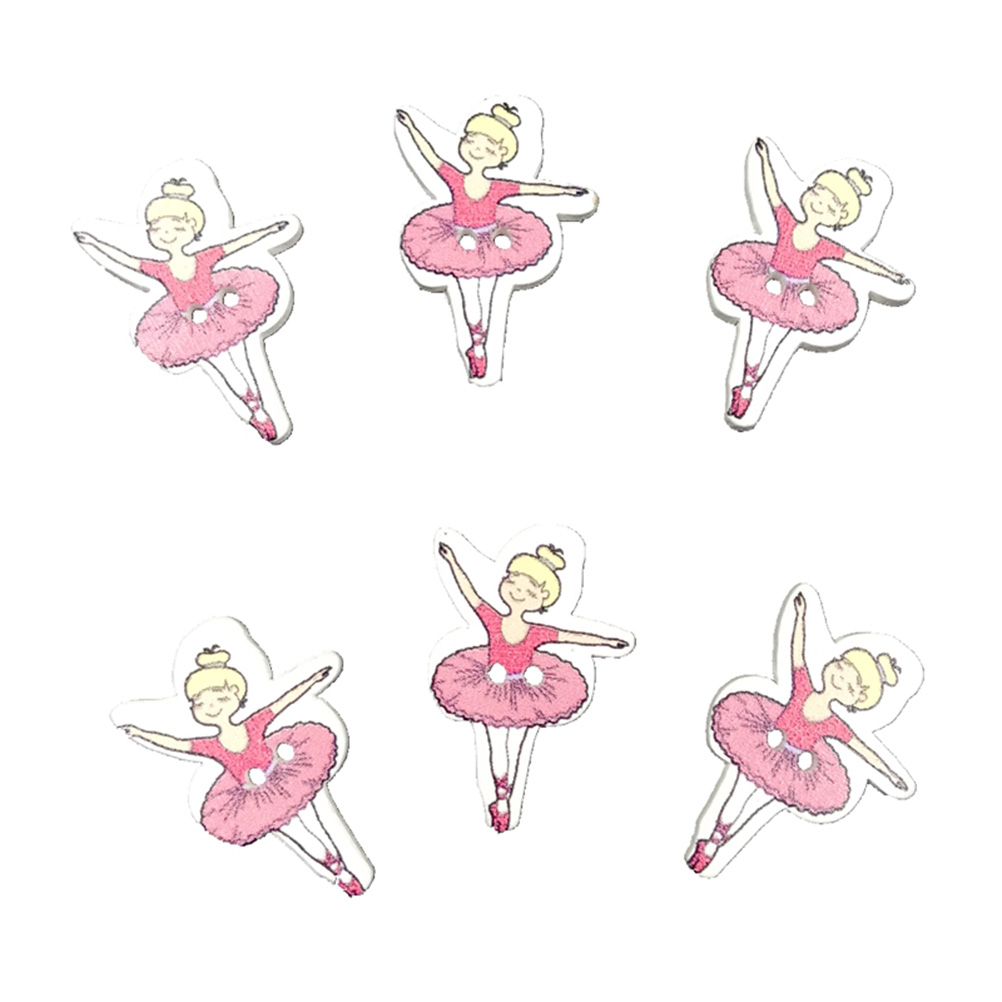 100Pcs Painted Cartoon Houten Knoppen Ballet Dancing Girl Patroon Knoppen Milieuvriendelijk Hout Naaien Knop Diy Doek Decor Suuply: 6