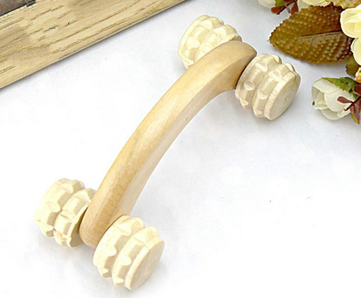 masajeador de madera natural, masajeador corporal de rodillo redondo curvo, manecillas de empuje, masajeador de rodillo Delgado redondo doblado