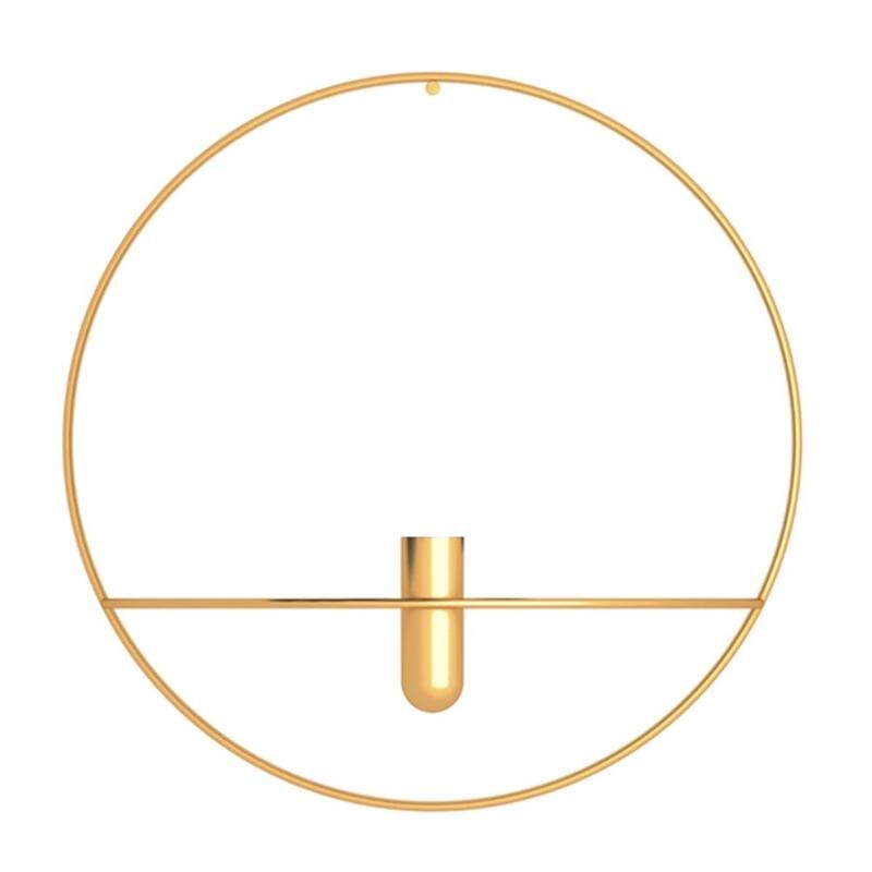 3D Candlestick Metal Wall Candle Holder Geometric Round Candlestick Wall Mounted Crafts Wedding Table Home Party Festival Decor: 08