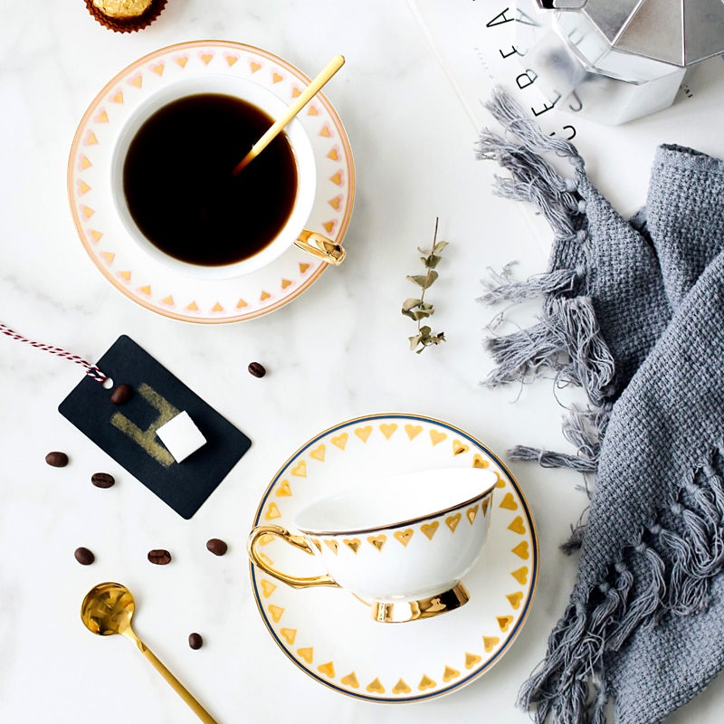 European Eco Friendly Coffee Cup Set Cappuccino Porcelain Modern Cup And Saucer Travel Drinkware Kupa Bardak Reusable Mug BD50CS