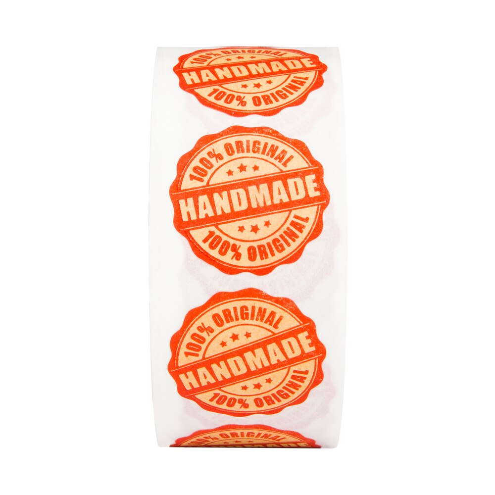 100-500pcs Handmade With Love Sticker For Cake Package Decoration Label Cute Kawaii Thank You Sticker Sticker Red Paper