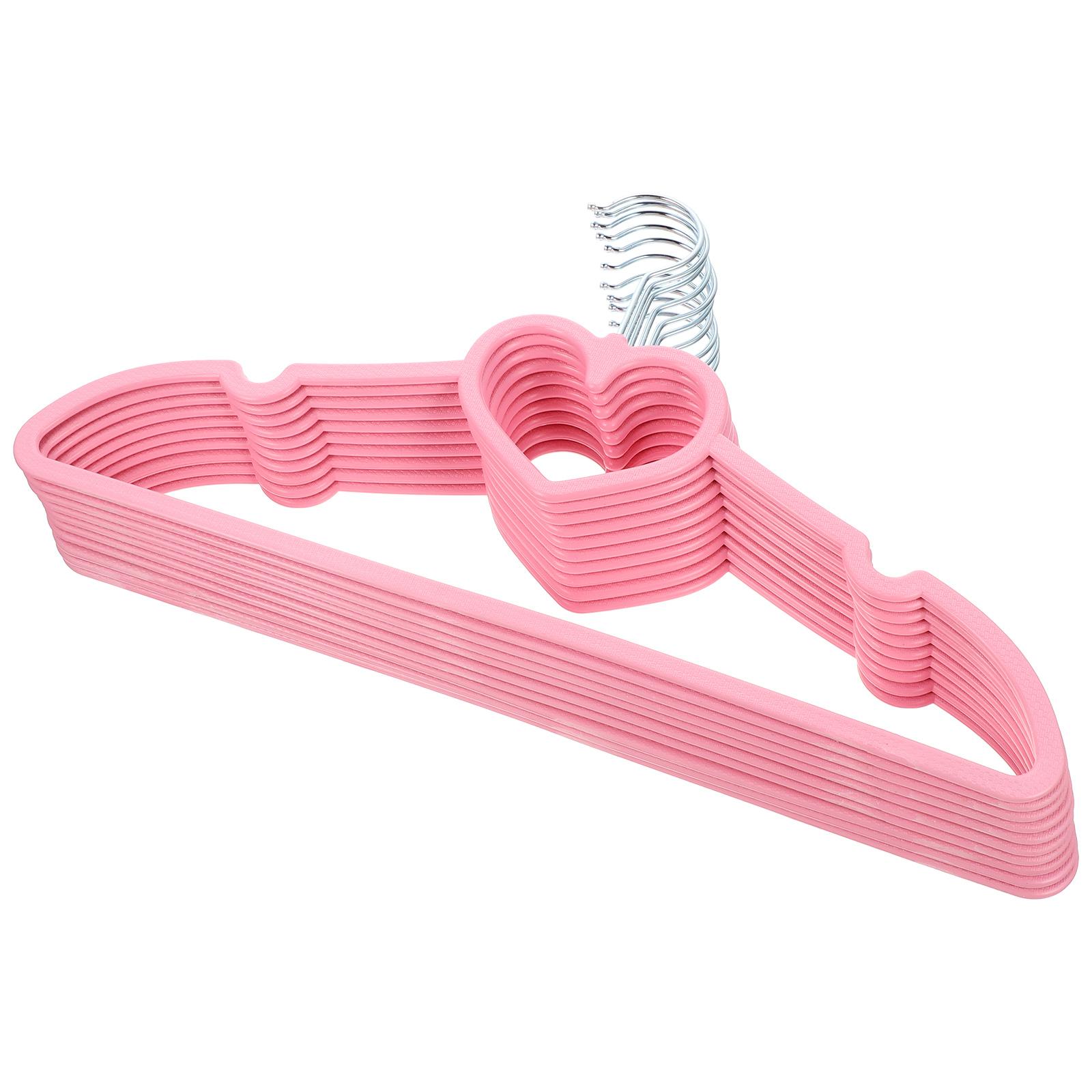Cintre à vêtements en forme de cœur rose, 10 pièces, joli support de séchage pour placard, gain de place, cintre en plastique antidérapant, de couleur vive
