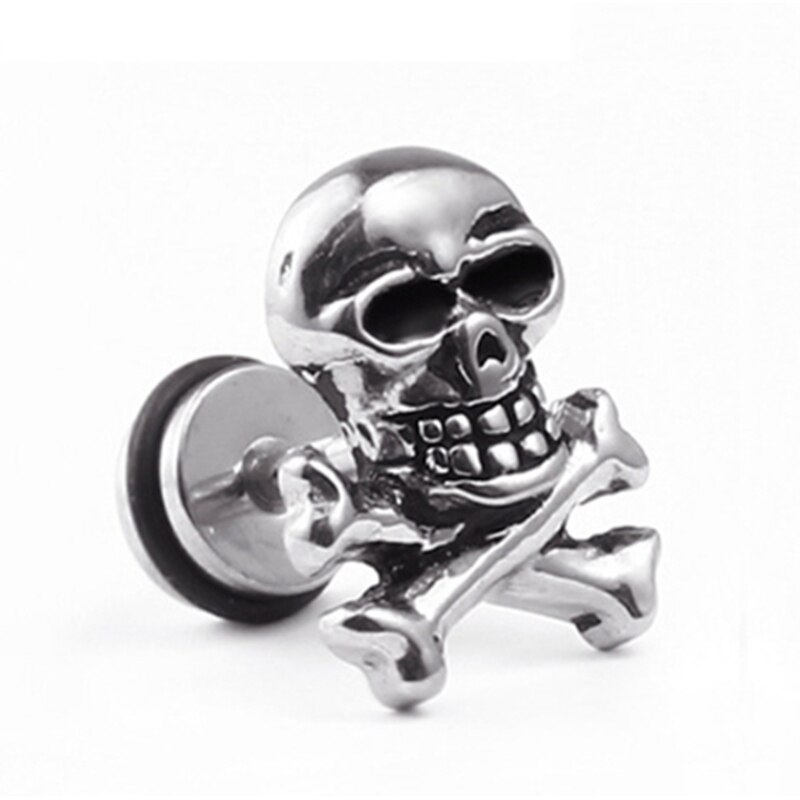 Javrick Punk Retro Schedel Hoofd Oor Piercing Studs Oorbellen Titanium Staal Oor Ghost Studs Persoonlijkheid Sieraden: 1pc