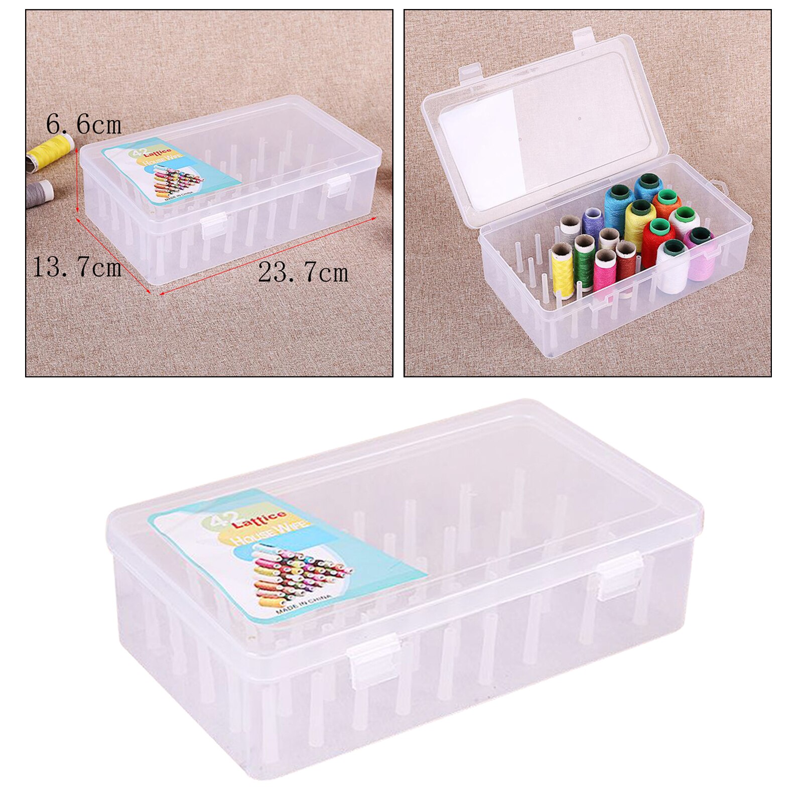 Large Thread Box Empty Transparent Storage Container Sewing Thread Holder