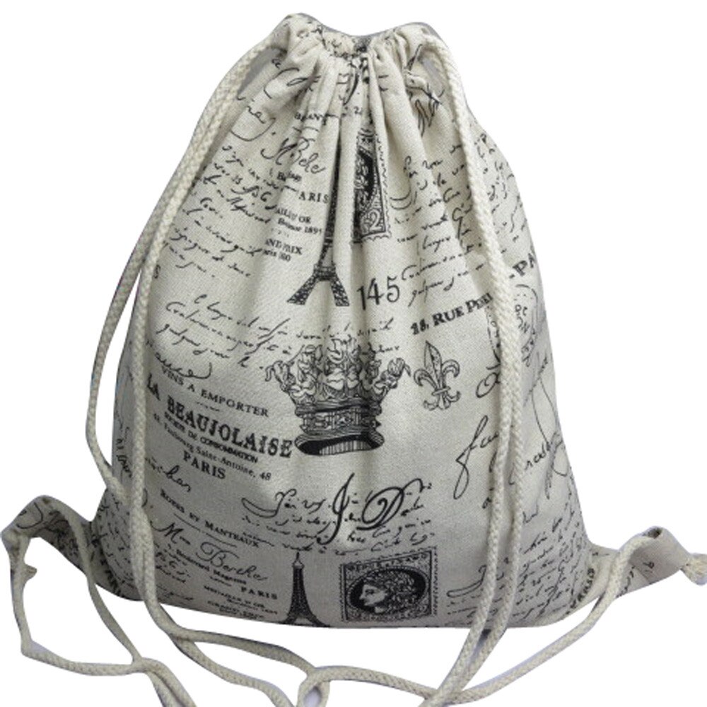 Polyester Retro Printing Women Party Drawstring Bag Travel Backpack Man's Bags Bolsa Feminina #BL5