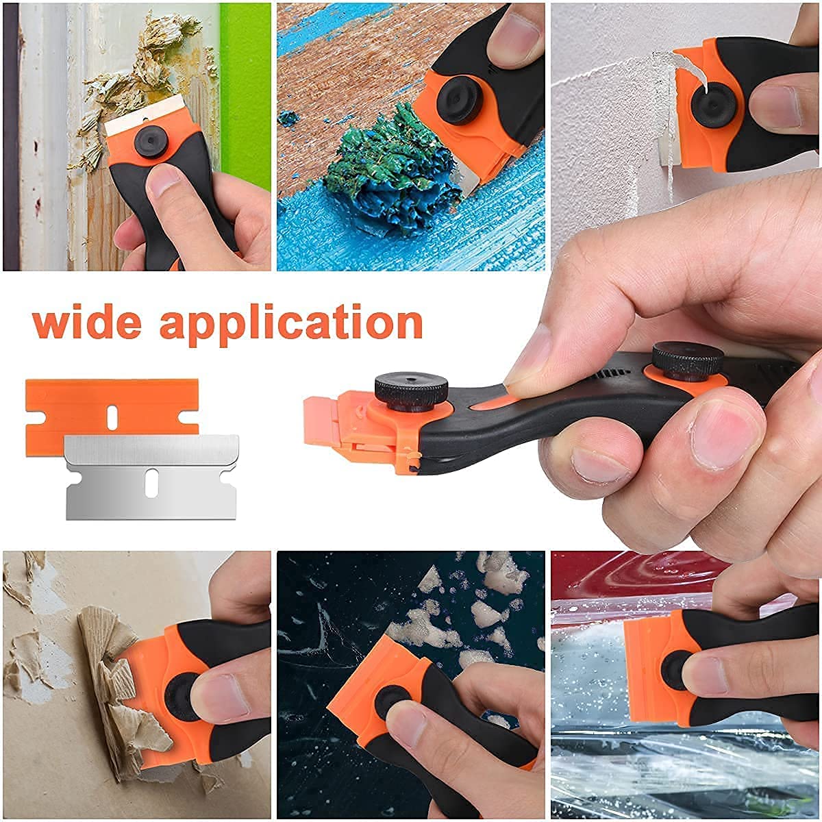 Barberbladskrape med ekstra plastblad og metallblad, 1/10/11/21 stk. for tapet eller glassverktøy til koketopp