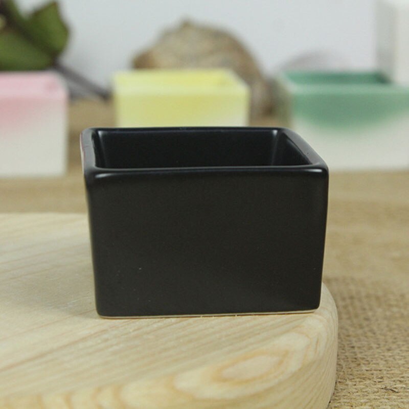 Mini Plato cuadrado de cerámica vajilla vinagre, salsa de soja restaurante platos domésticos bajo el esmalte cocina vajilla: black