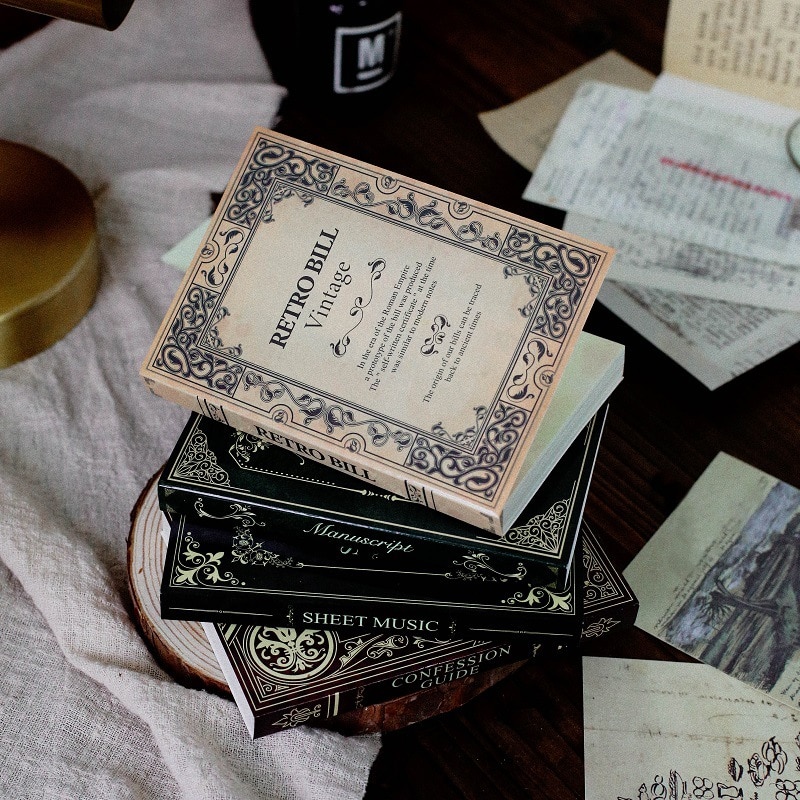 120 stk retro antik middelalderlig rekord brevpapir vintage scrapbog/kort/dagbog/kuglejournaling gør-det-selv dekorativt materiale papir