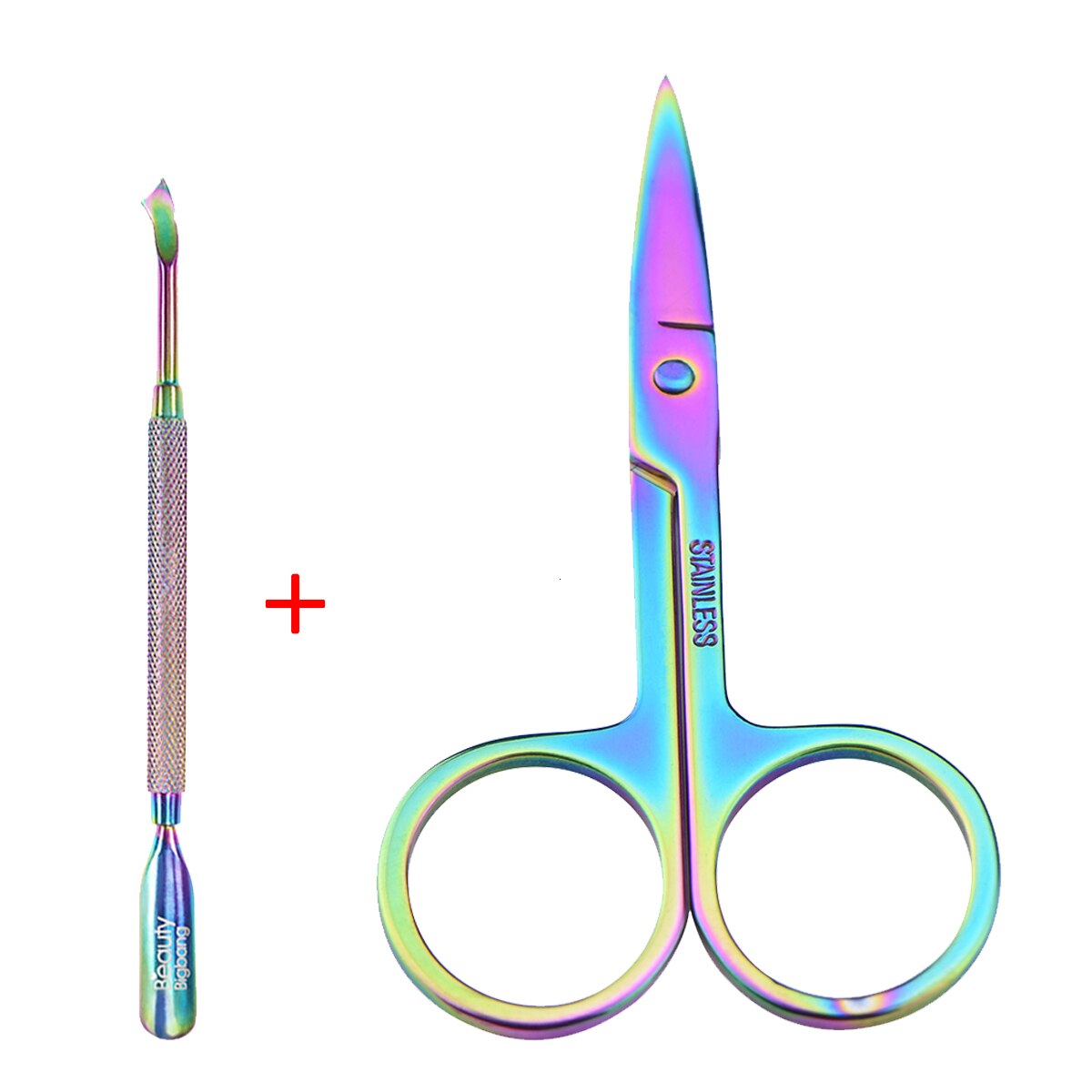 Beautybigbang Stainless Steel Manicure Nail Kit Set 3 PCS Cuticle Pusher Remover Scissors Manicura Tool Nail Art Set: 127