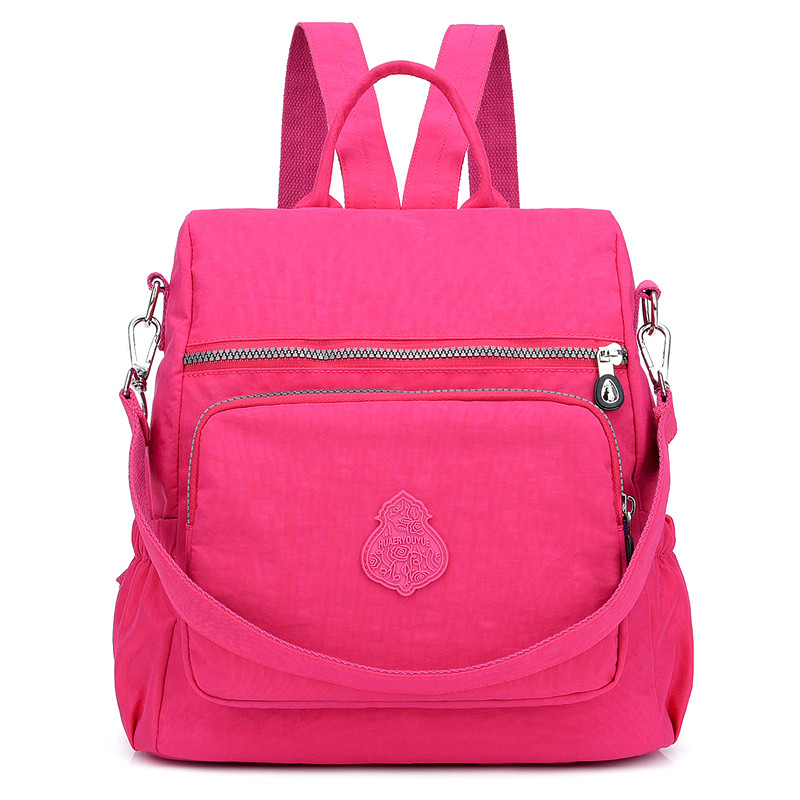 Casual Nylon Waterproof Backpack Women Large Anti-Theft Travel School Bags for Teens Bag Pack Mochila Feminina: Red rose