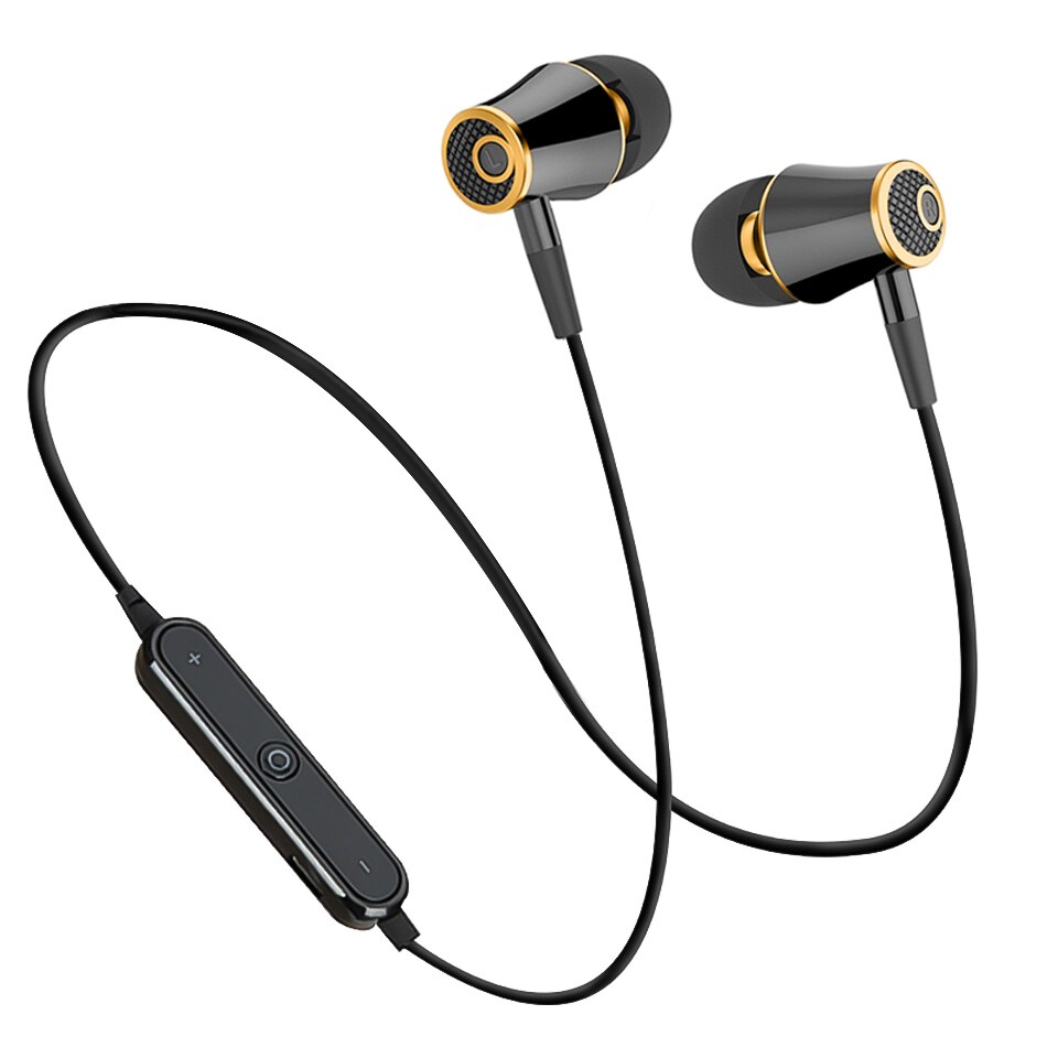 Teamyo Bluetooth Earphones Wireless Fitness Headphones with MIC Stereo Headset Music Earbuds fones de ouvido for iPhone Android: Black gold