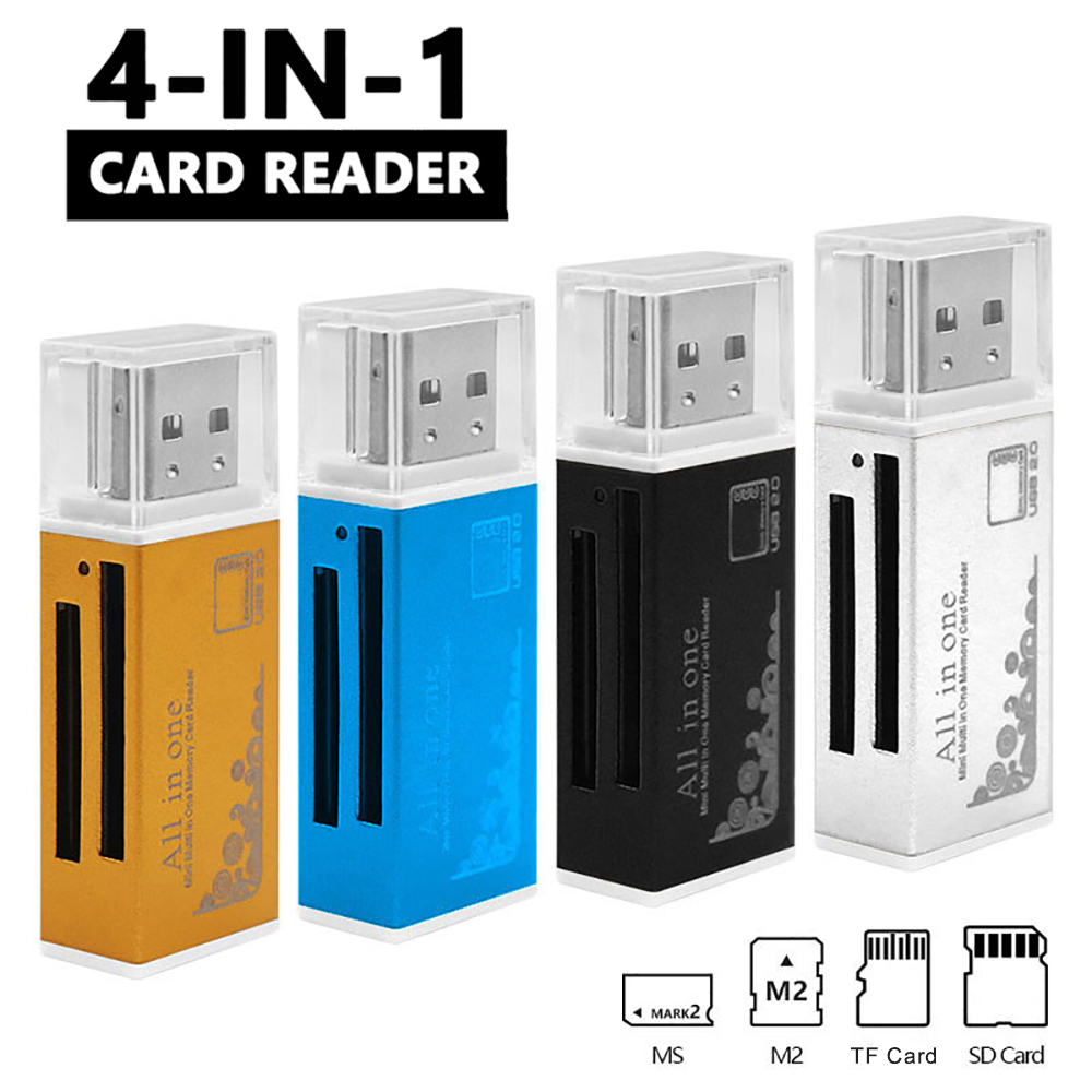 Lector de tarjetas todo en 1 Lector de tarjetas SD TF Ranura para tarjeta de memoria flash Adaptador de memoria USB 2.0 Plug and Play para computadora portátil PC de escritorio