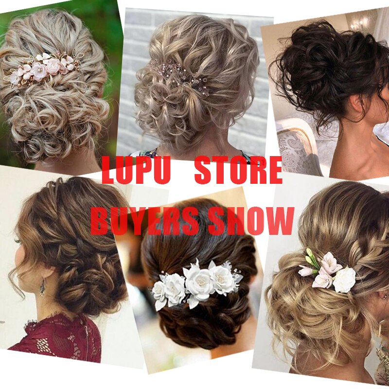 LUPU Messy Hair Chignon Black Brown Donut Updo Synthetic Hair Bun For Women Heat Resistant Fiber Hair Accessories