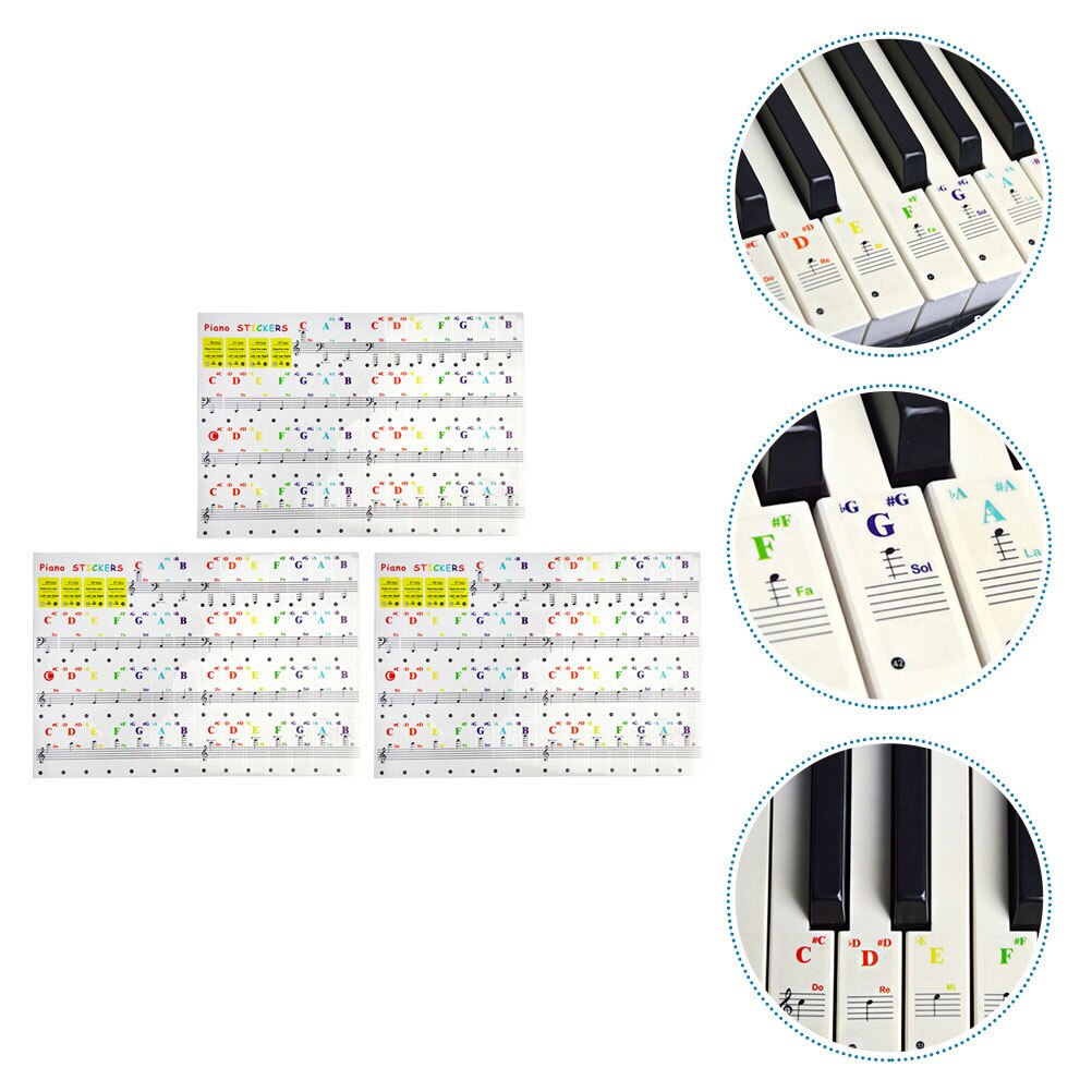 3 Pcs Piano Toetsenbord Decals Inleidende Piano Stickers Piano Beginner Decals: Default Title