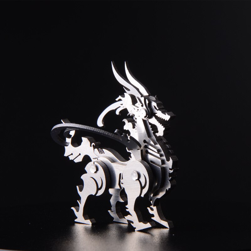 Elk/Dragon Animal Stainless Steel 3D Metal Kits Puzzle Assembling Model Birthday Decoration Collection Toy: HY006